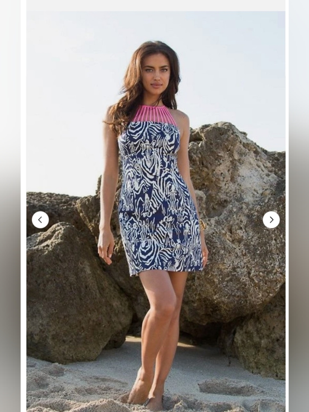Lilly Pulitzer Terry Strappy Yoke Bright Navy Entourage Zebra Print Dress, Sz 00